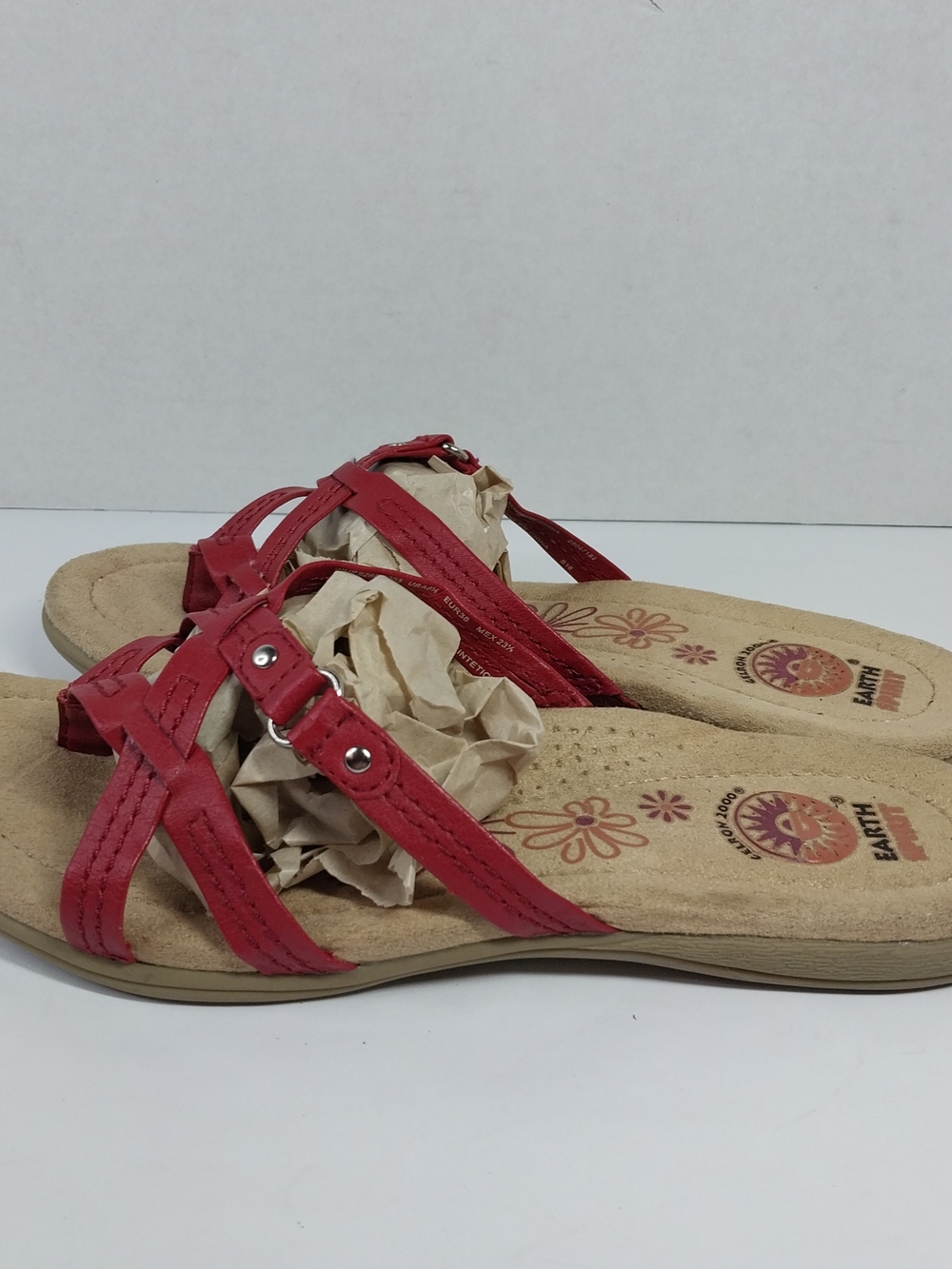 Earth Spirit Wini Slides Women's 6.5 Red Strappy Gelron 2000 Sandal Shoes Boho - Picture 4 of 12